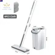 Floor Magic Flat Squeeze Mop with Bucket Hand Free Lazy Cleaning Mop Microfiber
