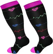 [VCODWCSJO] 5 pairs Plus size S-4XL Compression Socks Varicose Veins Knee Length Elastic Socks Anti Fatigue Pain Relieving Gym Running Sports Socks