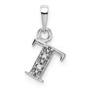 14K White Gold Polished .01ct Diamond Initial T Charm
