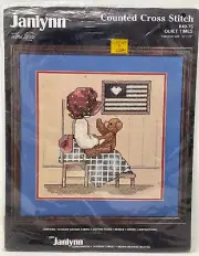 Janlynn Quiet Times Girls with Teddy Bear Counted Cross Stitch Craft Kit Vintage