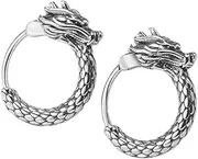 [Minkissy] 1 Pair Men Dragon Hoop Earrings Retro Minimalist Ear Accessories for Casual Formal Occasions Cultural Flair Design for Everyday Wear Unique Plated Ear for Style
