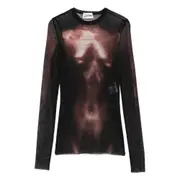 [Jean Paul Gaultier] Jean Paul Gaultier Mesh Body-print Top XS BLACK/BROWN