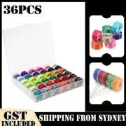 36X Multicolor Thread Spools Case Sewing Machine Bobbin Box Thread Embroidery AU