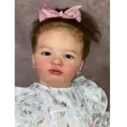 28" Completed Reborn Baby Dolls Toddler Girl Yellow Curly Hair Rooted Cloth Body