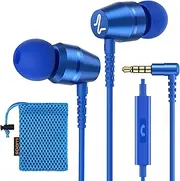LUDOS OMNITONE Wired Earbuds in-Ear Headphones, Earphones with Microphone, 5 Years Warranty, Noise Isolation Corded for 3.5mm Jack Ear Buds for iPhone, iPad, Samsung, Laptop, Gaming, Sports - Blue