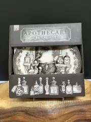 EATON FINE DINING HALLOWEEN APPETIZER SIDE PLATES SET OF 4 APOTHECARY SKELETON