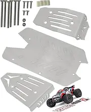 Stainless Steel Front Center Rear Chassis Armor Skid Plate Set for 1/10 Arrma Vorteks 4x4 3S Blx 4WD,RC Upgrades Part Front Chassis & Center Chassis & Rear Chassis Hop Ups,Silver,Upgrade 2022