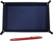 TRAL-JT12 Genuine Leather Pen Tray Blue All Brass Dacapo Rotating Ballpoint Pen Hysterical Red Set Made in Japan