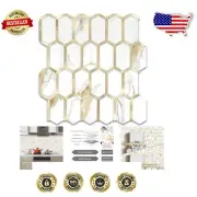 Modern Self-Adhesive Hexagon Tile Backsplash - 10 Sheets in Light Gold Finish