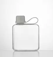 IDIDG Flat Water Bottle Travel Flask Portable 10.5 oz BPA Free Tritan Square Small Water Bottles Leakproof Slim Water Bottle for Purse Travel Pocket Sports Fitness (Grey, 10.5)
