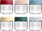 UVwey 6-pack 300ml glass jar with screw lid for overnight oats condiment salad dressing sauce baby food kids snacks meal prep containers candle canning spice wide mouth Leak proof storage containers