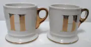 Anthropologie Bird Monogram Initial H Pedestal Mug Cup Set 2 stoneware NWT NEW