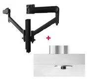 ATDEC AWMS-2-D40 Dual 690mm Dynamic Monitor Arms + 400mm Post / 8kg Flat and Curved Screens + Bolt-Through Desk Fixing, Black AWMS-2-D40-B-B