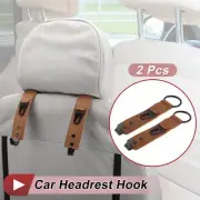2 Pcs Universal Car Seat Headrest Hook for Hanging Purses Brown 7.6"x1.85" (for: Kia)