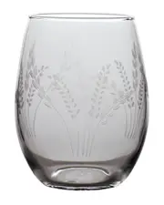 Susquehanna Glass Set of 4 Fern Hand-Cut Stemless Wine