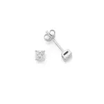 9ct White Gold Diamond Square Look Stud Earrings