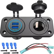 QC 3.0 USB Outlet 12V Boat Marine Waterproof Cigarette Lighter Socket Splitter