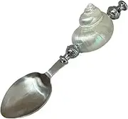 Seashell Spoon, Shell Spoon - Salad Fork with Natural Clam Shell Handle and Shells - Vintage Sugar Spoon for Coffee, Afternoon Tea