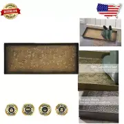 Stylish 30 x 13 Inch Gingko Boot Tray for Entryway Organization - Brass Finish
