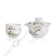 120ml White Magnolia Hand Grabbed Gaiwan teacup teapot Chinese GongFu Tea Set