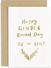 Old English Co. Happy Gender Reveal Day Card for New Parents To Be - Baby Boy or Baby Girl Reveal Card for Friends and Family - Mummy and Daddy To Be Card | Blank Inside with Envelope