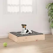 Dog Bed, Rectangle Kennel Bed, Solid Wood Pine Pet Bed for Cats, Dogs, Small Pets, Easy Assemble, 51.5 x 44 x 9 cm