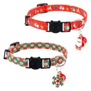 2pcs Christmas Cat Collar, Cat Collar with Bells Santa Claus and Snowflake