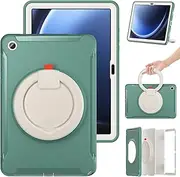 Kids Shockproof Case Compatible with Samsung Galaxy Tab A9+/ A9 Plus 11 Inch 2023 SM-X210/X216/X218,Rugged Unibody Hybrid Bumper Protective Cover with Handle Grip,Swivel Stand.Emerald Green