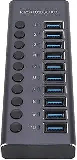 Powered USB Hub 3.0 with 60W Power Adapter, 10 Port USB Hub Compatible with Wins 2003 XP 7 8 10, for OS X, for Linuxs 9, USB Splitter Hub for Laptop PC Game Console (AU Plug)