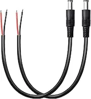 2Pack 1.6FT(50cm) DC Power Cable with Male Connectors, Varbmt DC 6.3mm x 3.0 mm Barrel Male Plug to Bare Wire Open End Cable for CCTV Security Camera, DVR, All-in-one Computer