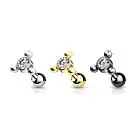 Clear CZ Triangle Top Ear Cartilage Piercing Tragus Rook Daith Barbell Studs