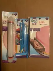 New Baked With Love 3 Piece Fondant Rolling Pin Fondant Smoother & Fondant Tools