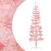 Slim Artificial Christmas Tree Half Round Xmas Party Decor With Stand Pink 180CM