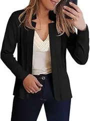 [RMCMS] Womens Blazer Cropped Open Front Dress Jacket Lightweight Stand Collar Casual Office Suit Jacket