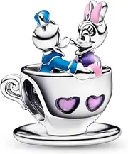 [Generic] Disney Donald Duck and Daisy Duck Teacup Charm 925 Sterling Silver Charm Compatible with Pandora Charms,and Many Other UK Charm Bracelets., Metal