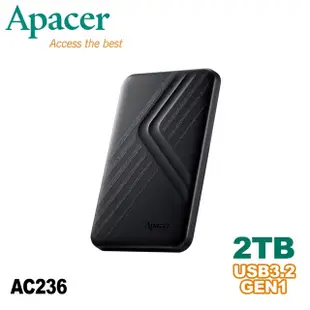 《sunlink-》Apacer宇瞻 AC236 2TB USB3.1 Gen1 2.5吋行動硬碟 公司貨