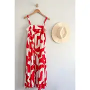 Abel the Label | NWT | Abstract Print Maxi Dress | Red White | Sz S