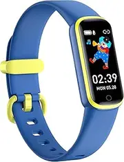 ZONEY Kids Fitness Tracker, Activity Tracker with HR Sleep Monitor,11 Sport Modes Kids Smart Watch with Alarm Clock and Reminder, Step Calories Counter, IP68 Waterproof (Blue with Yellow)