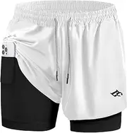 LORSPORTCH Herren Fitness-Shorts Laufshorts 2-in-1-Shorts Outdoor-Marathon-Workout-Trainingsshorts Mit Eingebaut Taschen