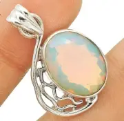 Natural 8CT Fire Opalite 925 Solid Sterling Silver Pendant 1 1/4''Long @B6-4