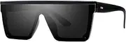 [SOJOS] Square Big Sunglasses Women Thick Frame Flat Top Mirrored Sunnies Shades Goggle Siamese Lens SJ2117