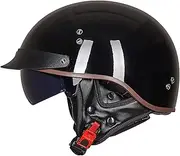 Vintage Motorbike Half Helmet Open Face Motorcycle Helmet Retro for Adults Men and Women Half Helmet for Biker Scooter Motorcycle DOT/ECE Certified E,M=57-58CM