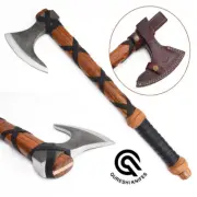 Handmade Viking Axe, Tomahawk Axe21'' Carbon steel axe Survival Axe, With Cover
