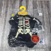 Build A Bear Workshop Halloween Skeleton Bones Black Velvet Costume Outfit Mask