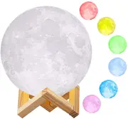 Moon Lamp Night Light 3D Printed Large Lunar Lamp with Stand USB Cable