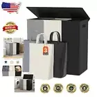 Modern 180L Laundry Hamper - Waterproof 3 Section Basket with Removable Bags