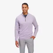 Mizzen+Main Men's ProFlex Quarter Zip Pullover Top - Lavender Heather Sz.S