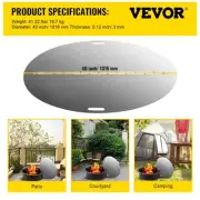 Round 40 Inch Foldable Stainless Steel Fire Pit Lid Spark Screen Cover 3mm Thick