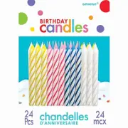 Candy Stripe Candles Assorted Colours 24pk