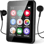 64GB MP3 Player with Bluetooth 5.3, 2.4" Portable Music Player with Speaker, FM Radio, Voice Recorder, E-Book, Full Touch Screen, Supports up to 256GB (Earphones Included)
